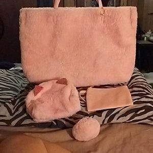 LARGE PINK TOTE AND 3 ACCESSORIES - $5.0